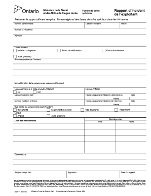 Ontario Incident Report Form