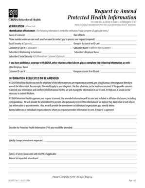 Request to Amend Protected Health Information
