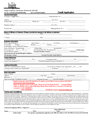 Insight Canada Credit Application