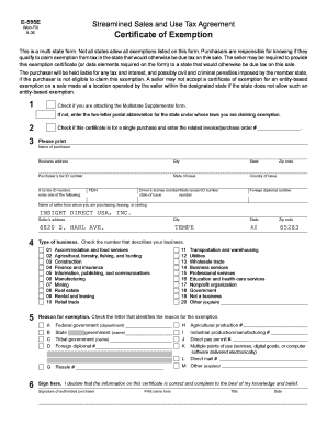 Streamlined Sales and Use Tax Agreement Certificate of Exemption