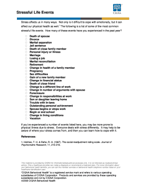Stressful Life Events Assessment Form