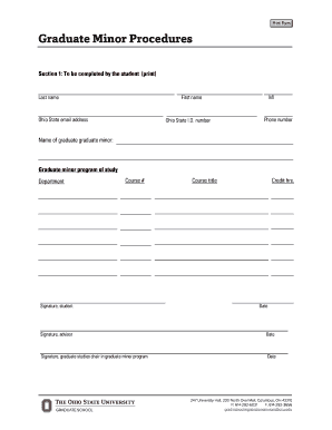 Graduate Minor Program Form