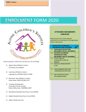 Child Enrolment Form 2020