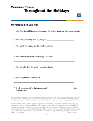 My Personal Self-Care Plan