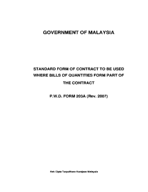 Malaysia Government Contract Form 203A
