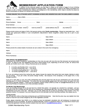 CAWA Membership Application Form