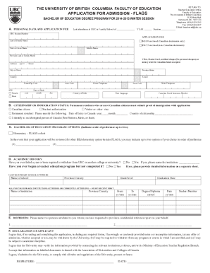 Bachelor of Education Admission Application