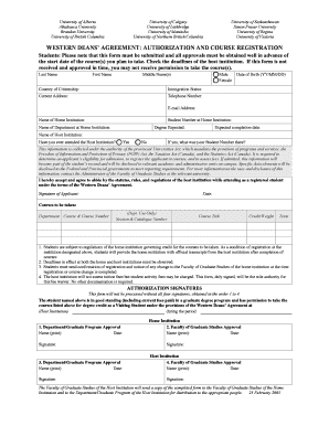 Western Deans' Agreement Authorization Form