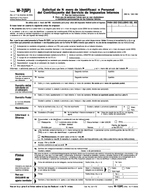 Forma W-7(SP) Solicitud de Número de Identificación Personal