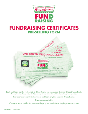 Krispy Kreme Fundraising Certificates Pre-Selling Form