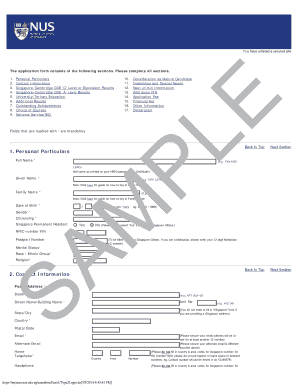 Singapore University Admission Application Form