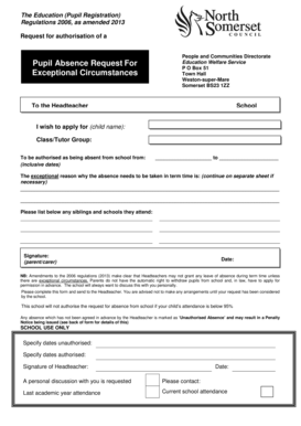 Pupil Absence Request Form