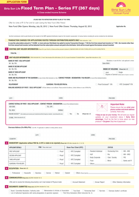 Birla Sun Life Fixed Term Plan Application Form