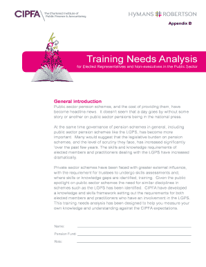 Public Sector Pension Training Needs Analysis
