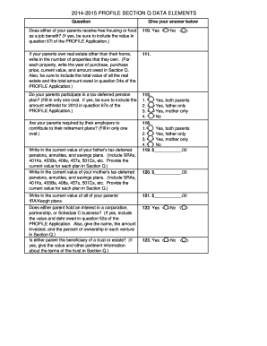PROFILE Section Q Data Elements