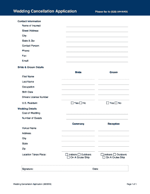 Wedding Cancellation Application