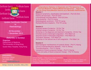 Httpwwwmedichkuhk Update bCertificateb Course in Haematology bb - medic hku