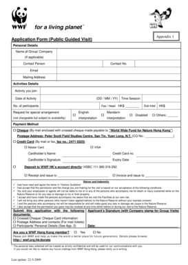 WWF Hong Kong Public Guided Visit Application Form