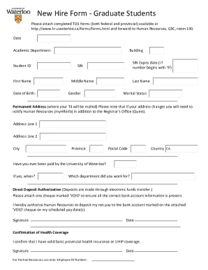 New Hire Form - Graduate Students