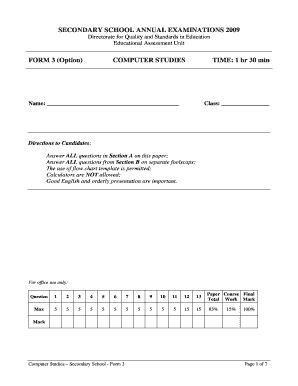 SECONDARY SCHOOL ANNUAL EXAMINATIONS 2009