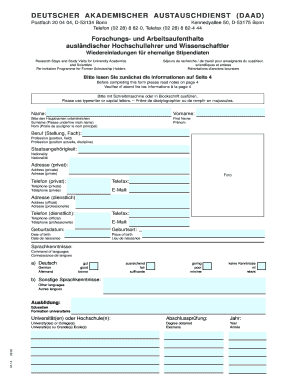 DAAD Research Stay Application Form