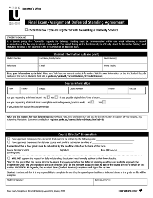 Final Exam Deferred Standing Agreement