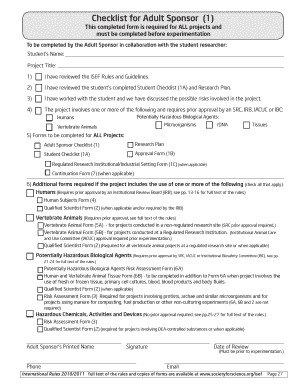 Adult Sponsor Checklist for Student Research