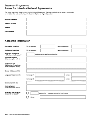 Erasmus+ Inter-Institutional Agreement Annex