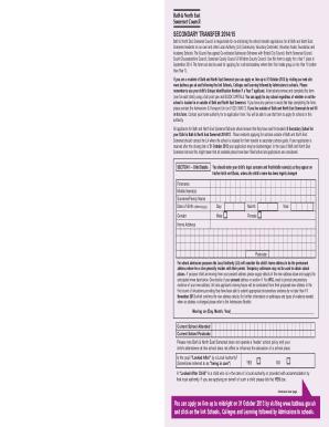 Secondary Transfer Application Form 2014/15