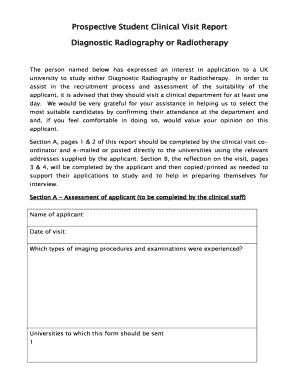 Prospective Student Clinical Visit Report