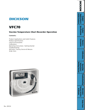 VFC70 Vaccine Temperature Chart Recorder Order Form
