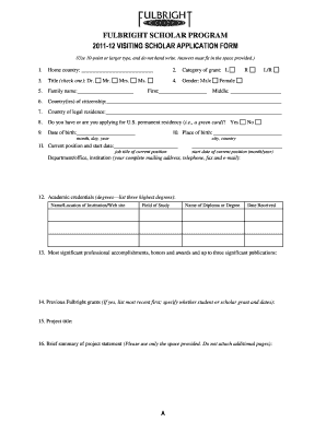 Fulbright Scholar Program Application Form