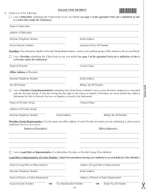 Healthcare Settlement Claim Form