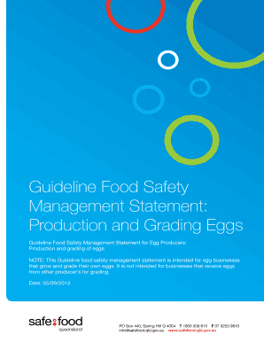 Food Safety Management Statement for Egg Producers