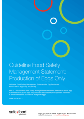 Food Safety Management Statement for Egg Producers