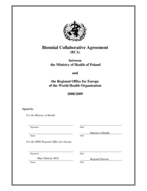 Biennial Collaborative Agreement BCA between the Ministry of Health of Poland and the WHO Regional Office for Europe - www2 mz gov