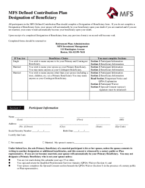 MFS Defined Contribution Plan Designation of Beneficiary