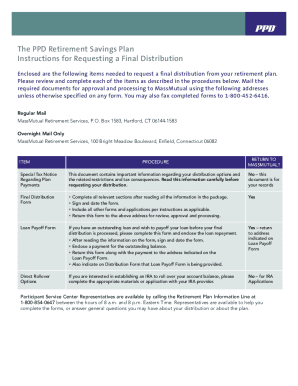 PPD Retirement Savings Plan Final Distribution Form