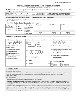 Meningitis Case Investigation Form