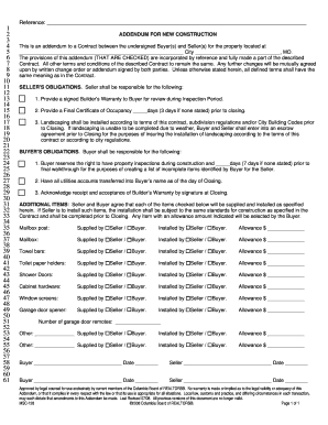 Addendum for New Construction
