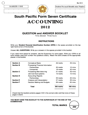 South Pacific Form Seven Accounting Exam