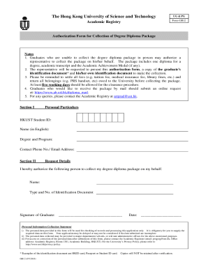 HKUST Degree Diploma Collection Authorization Form