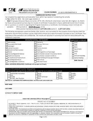 VA/DOD Pregnancy Clinical Practice Evaluation Form