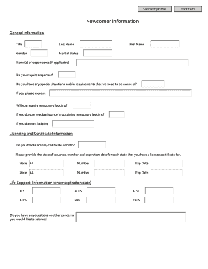 Newcomer Information Form