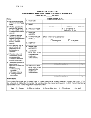 Performance Appraisal Form for Non-Teaching Vice-Principals