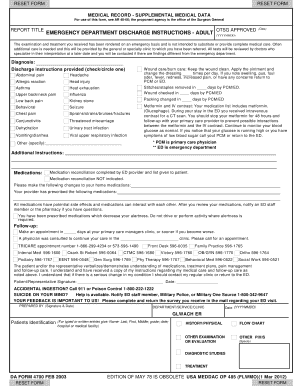 Supplemental Medical Data Form