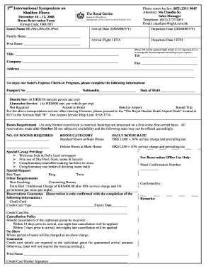 Hotel Room Reservation Form