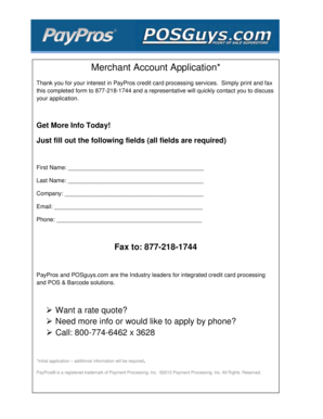 Merchant Account Application