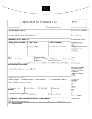 Schengen Visa Application Form