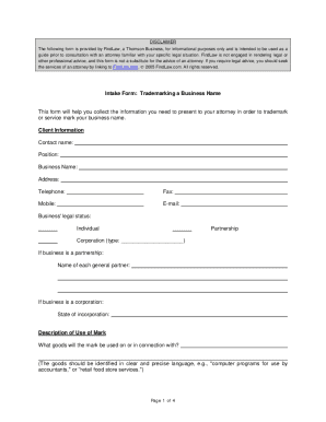 Trademarking a Business Name Intake Form